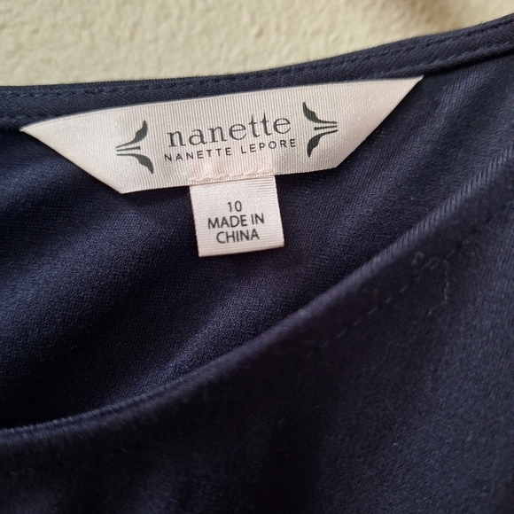 Nanette Lepore Womens Short Sleeve Knee-length Navy Dress. Size 10 - Picture 2 of 7